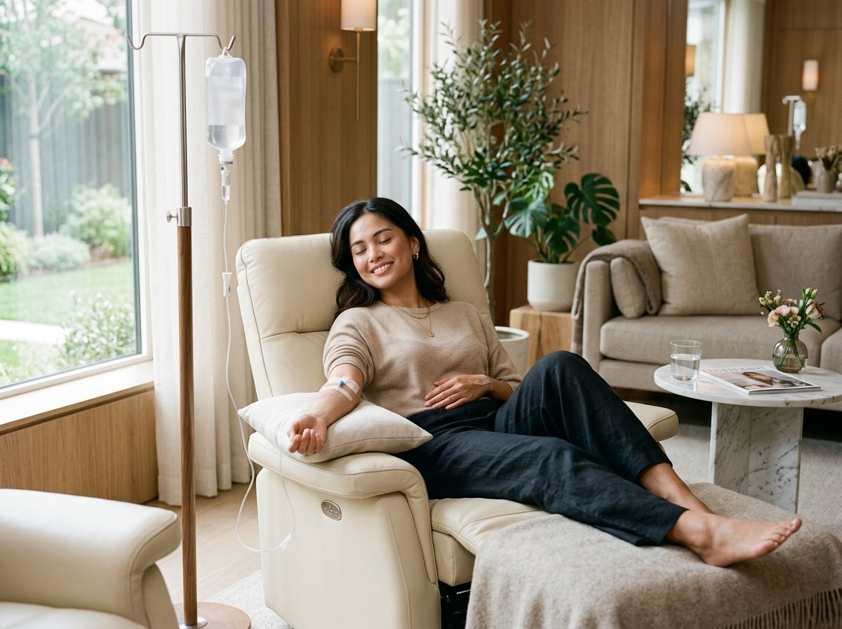 Comfortable IV therapy lounge chair setup at IAVE Beauty & Co. Marikina
